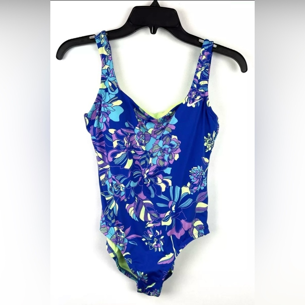 Nike Women's Blue Floral U Back One Piece Swimsuit Size Small
